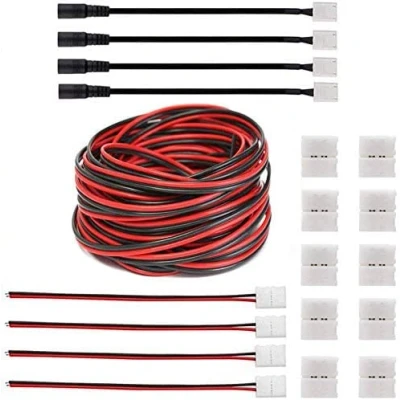 Immagine di RUNCCI YUN Connettore Striscia LED,8mm rgb il led include 8M prolunga cavo,8 connettori per strip CC,4x singolo colore striscia,10x angolare