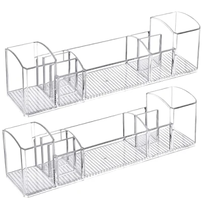 Immagine di Belle Vous Confezione 2 Organizer Make Up in Plastica con 8 Scomparti da Scrivania Trasparenti per Cosmetici, Trucco, Articoli Toeletta Camera Letto, Cucina/Dispensa e Bagno