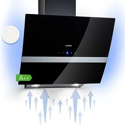 Immagine di Klarstein Clara Angled Cappa Aspirante 60 cm, Cucina Con Aspirazione Smart, Filtro per in Alluminio, Flusso d&#039;Aria 509m3/h, Illuminazione LED RGB, Sottopensile Esterno Classe A