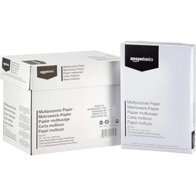 Immagine di Amazon Basics Carta da stampa multiuso A4 80gsm, 2500 unità, 5 confezioni 500, Bianco