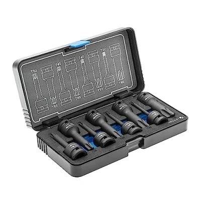 Immagine di Hogert Technik HT6R002 Set bussole 8 Torx Acciaio al cromo molibdeno 1/2 Quadrato