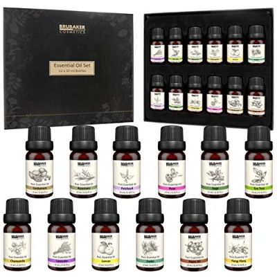 Immagine di BRUBAKER Cosmetics Set di 12 Oli Essenziali X 10 ML Rosa Lavanda Rosmarino Camomilla Limone Cedro Patchouli Salvia Ylang Cardamomo Argan Tea Tree Olio Profumato per Massaggio