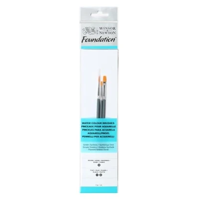 Immagine di Winsor&amp;Newton Foundation 3 Pennelli Acquarello Round Flat 1,2