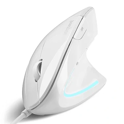 Immagine di Perixx PERIMICE 513 W Mouse ergonomico Cablato Ottico Bianco 6 Tasti 1600 dpi