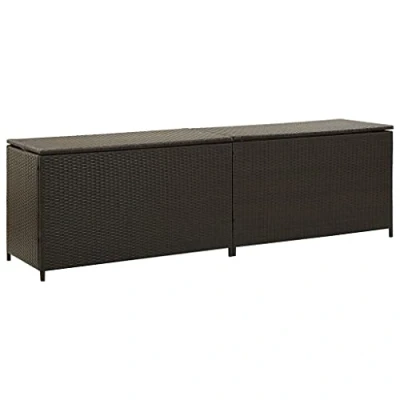Immagine di tuinboxen vidaXL Patio Storage Box Poly Rattan 78.7&quot;x19.6&quot;x23.6&quot; Brown 200 x 50 60 cm Bruin