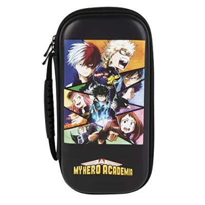 Immagine di Konix My Hero Academia Custodia protettiva e da trasporto per console Nintendo Switch, Switch Lite OLED Spazio 8 giochi Nero