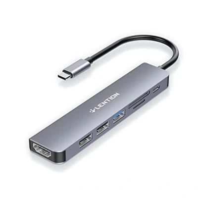 Immagine di LENTION Hub USB C con HDMI 4K, PD 100W, 3.0 e 2.0, Lettore SD/TF, Adattatore per 2023 2016 MacBook Pro M2 M1, Nuovo Mac Air, iPhone 15 Plus Max Altro (CE18, Grigio Spazio)