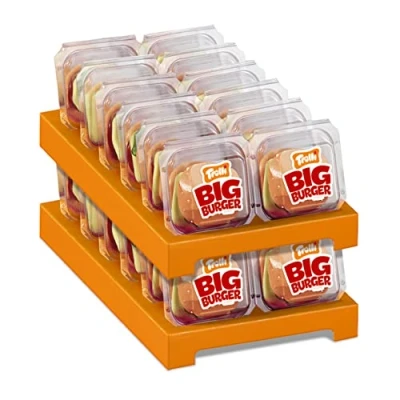 Immagine di Trolli Gummi Burger XXL, Caramelle Gommose a Forma di Hamburger, Gusto Frutta, Incarto Singolo 50 Gr, Display 24 Pezzi, Senza Glutine, Idea Regalo per Compleanni e Feste