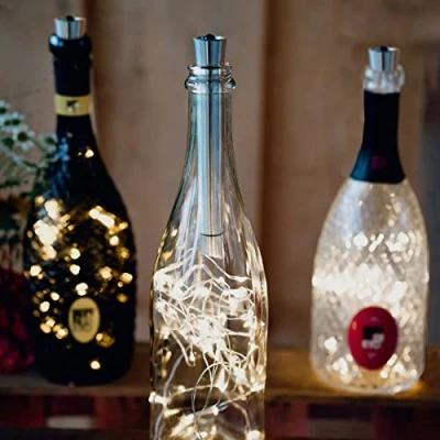 Immagine di Hellum luce per bottiglie con timer, catena luminosa tappi di sughero bianco caldo, a 20 LED AA batteria, timer Natale 522822