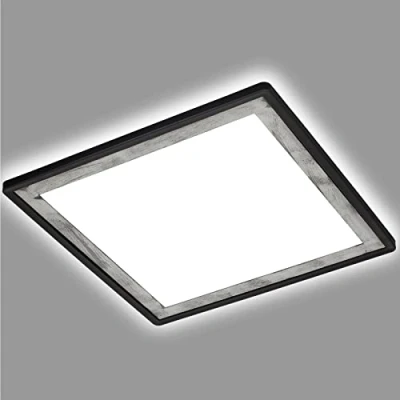 Immagine di BRILONER lampada da soffitto a LED con effetto retroilluminato, sottile LED, ultra piatta, argentata, luce bianca neutra, 293x293x28 mm, nero