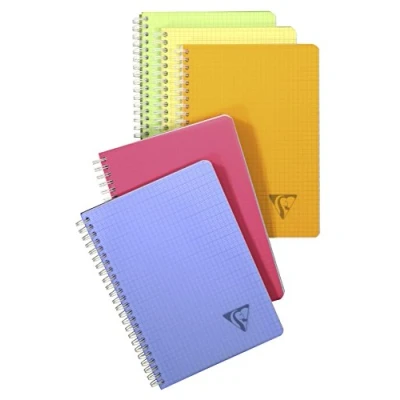 Immagine di Clairefontaine 328506C collezione Linicolor fresco Taccuino a Spirale A5 14, 8x21 cm 180 pagine quadretti piccoli Carta Bianca 90g copertina in polipropilene trasparente colore casuale
