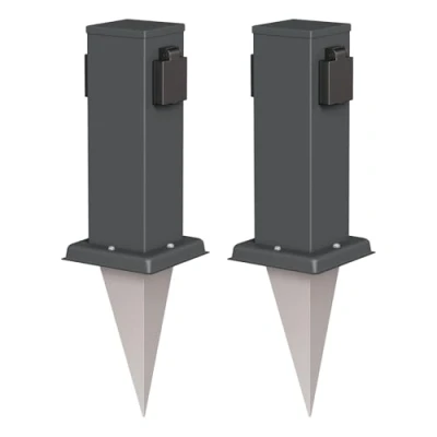 Immagine di ledscom.de 2 x Polly presa a colonna da giardino con picchetto terra per esterni, IP44, gang, antracite, angolare, 27cm