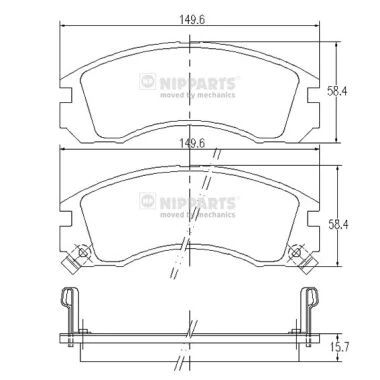 Immagine di NIPPARTS J3605031 Kit pastiglie freno Assale anteriore con segnalatore acustico usura MITSUBISHI: Lancer 7 Limousine, PAJERO 2, L200 III Pick up