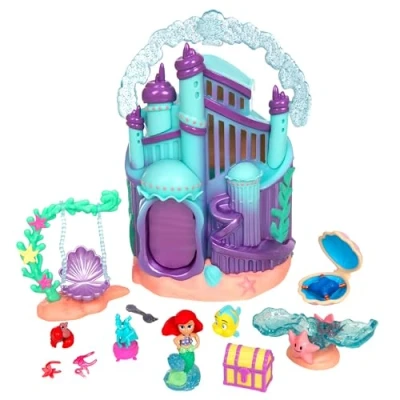 Immagine di Disney Store Official Casa di Bambole La Sirenetta, Set da Gioco Once Upon a Story Alto 14,5 cm con Ariel, Flounder, Sebastian, Il Palazzo Tritone e Accessori, 3+