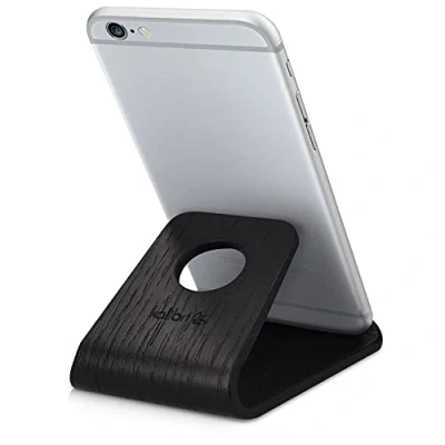 Immagine di kalibri Supporto Smartphone Universale da Tavolo Stand Cellulare Tablet Compatibile con iPad e iPhoone Sostegno Dock scrivania Quercia Nero