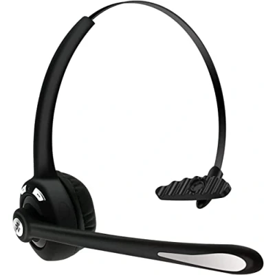 Immagine di Caymuller Auricolare Bluetooth con microfono, V5.1, Cuffie on ear wireless cancellazione del rumore, pulsante di disattivazione audio per laptop, Skype, call center, ufficio, camionista