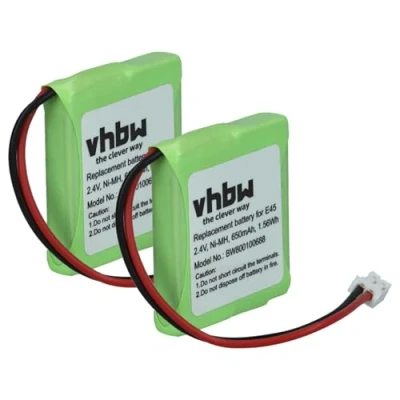 Immagine di vhbw 2x batteria compatibile con Siemens Gigaset E455, E455 Sim, E450 E40, E450, E45 telefono fisso cordless (650mAh, 2,4V, NiMH)