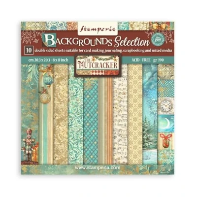 Immagine di Stamperia Scrapbook Paper Pad for Scrapbooks, Album, Cards, Bullet Journals and More, Acid Free, Double Sided, Perfect Crafts Gifting (The Nutcracker Backgrounds) (20,3 x 20,3 cm)