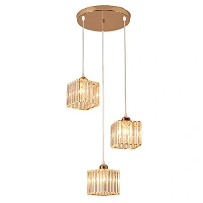 Immagine di lampada a sospensione soffitto in vetro con isola cucina, lampadario led regolabile apparecchio di illuminazione per bar sala da pranzo camera letto, moderna cristallo