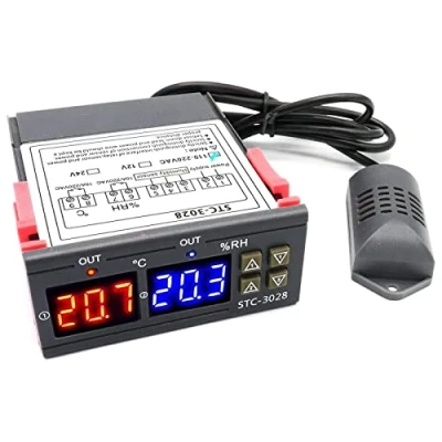 Immagine di RUIZHI Misuratore di Umidità Digitale per Temperatura, 110 220V 10A con Sonda Riscaldamento Raffreddamento Umidostato Termostato Riscaldatore Acqua Frigorifero Umidificatore