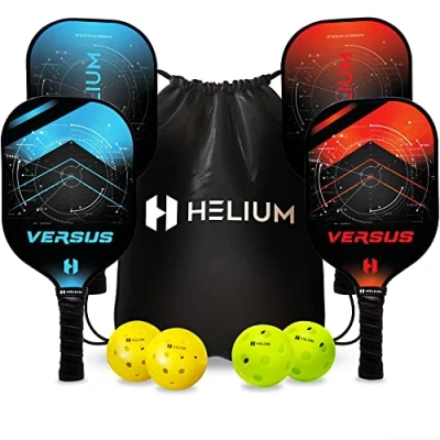 Immagine di Helium Set di 4 pale Pickleball certificato USAPA superficie in fibra vetro grafite leggero, nucleo a nido d&#039;ape (Versus)