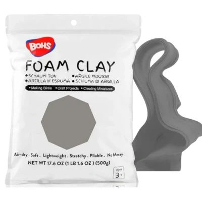 Immagine di BOHS Argilla da Modellare in Schiuma Grigio Squishy, Morbida, Asciugatura all&#039;Aria per Progetto Scolastico, Cosplay, Finto Dolce, Forniture Slime 1.1 Lbs/500 Grammi