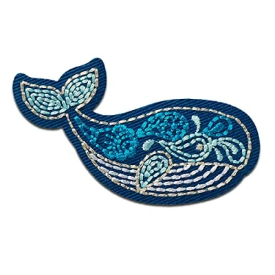 Immagine di Balena animali Toppe termoadesive Patch Toppa ricamate, misura: 7 x 3,5 cm