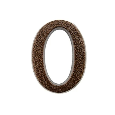 Immagine di HUBER numero civico 0 in alluminio 10 cm I numeri civici per casa &amp; porta targhette con nobile design rame antico 3D, verniciato a polvere