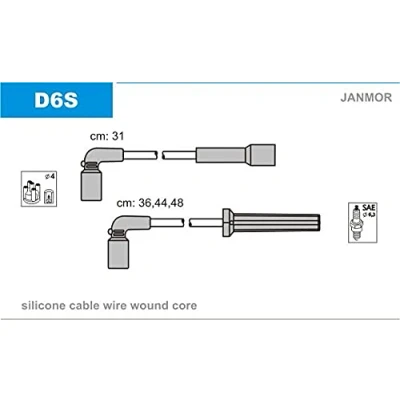 Immagine di JANMOR D6S Kit Cavi Accensione DAEWOO: Kalos Hatchback, Lanos Hatchback