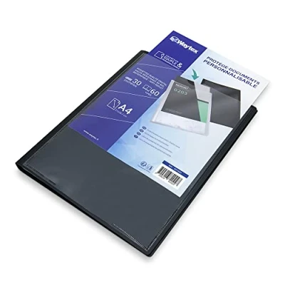 Immagine di WAYTEX 931443 Protezione per documenti A4, personalizzabile, 60 foto, 30 tasche, copertina in polipropilene, colore: Nero