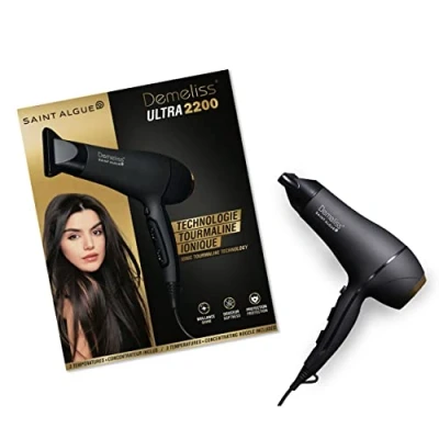 Immagine di Demeliss SAINT ALGUE Ultra 2200 Asciugacapelli Professionale Potente, 2 Velocità, 3 Temperature Phon Ionico in Tormalina No Effetto Crespo 1 Beccuccio + Diffusore