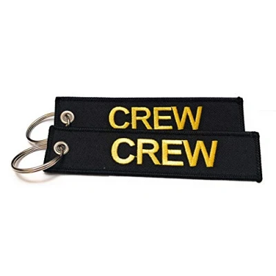 Immagine di Aviamart Set di 2 targhette per bagagli, multicolore, nero/giallo. (Nero) AVMZ CREW BLACK Y