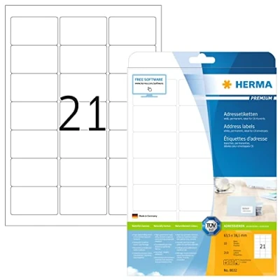 Immagine di HERMA SuperPrint (63,5 x 38,1 mm), etichette con bordo, colore: Bianco