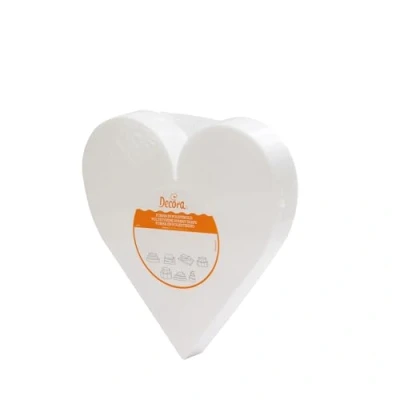 Immagine di Decora 0173910 Basi a forma di cuore in polistirolo ideali per esercitazioni e realizzare torte piani dall&#039;aspetto perfetto, Dim. 30 X H 5 CM
