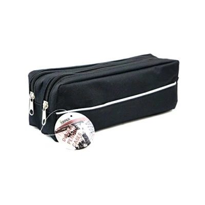 Immagine di Arpan Astuccio in tessuto con doppia cerniera, misura XL, ideale per scuola/college/Uni. Make Up x 1 (nero)