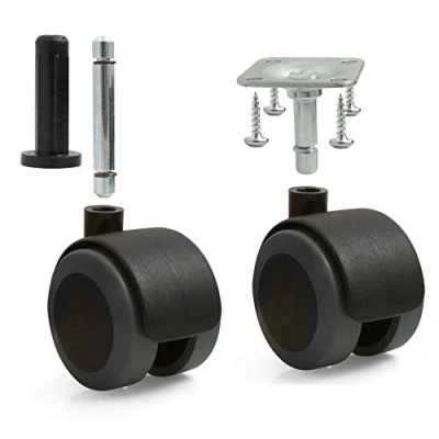 Immagine di Design61 Set di 4 ruote universali per mobili con freno, protezione del pavimento, piastra fissaggio e perno a manicotto