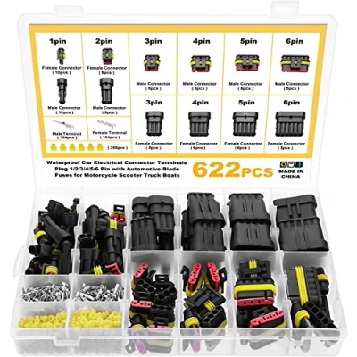 Immagine di eROOSY 622 PZ Connettore Auto Impermeabile 1/2/3/4/5/6 Pin per con Fusibili Lama Moto Scooter Camion Imbarcazioni, 23 16AWG
