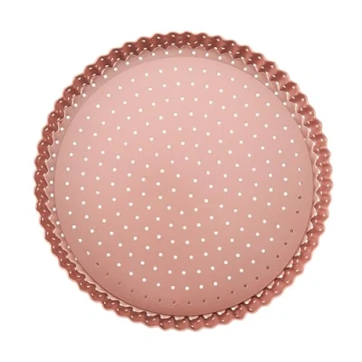 Immagine di Wiltshire Teglia rotonda per quiche e crostate, senza PFOA PTFE, in fogli perforati, stampo circolare pasticceria con base rimovibile, antiaderente, 24 x 2,5 cm