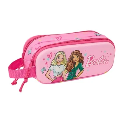 Immagine di Safta Barbie 3D astuccio doppio 3D, per bambini, ideale bambini in età scolastica, comodo e versatile, qualità resistenza, 21 x 6 8 cm, colore: Rosa/fucsia, Estándar,