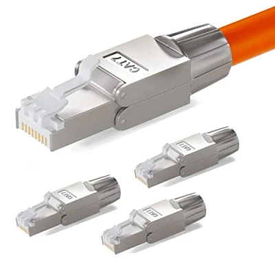 Immagine di hb digital 4x Connettore RJ45 CAT 7 LSA Senza Atrezzi per Cavo di Rete Ethernet con Connessione 6a 6 5e 10 Gbps 600 MHz Installazione LAN DSL Custodia in Metallo