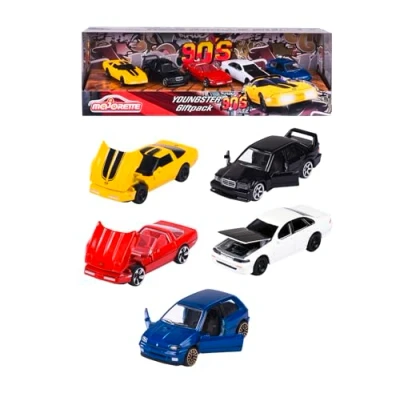 Immagine di Majorette Confezione da 5 auto in metallo I Giovani &#039;90&quot;, scala 1:64, 7,5 cm, edizione classica anni 90, a partire dai 3 (212052021)