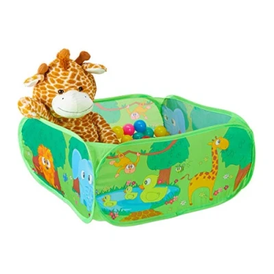 Immagine di Relaxdays Piscina di Palline Pop Up, Box in Stoffa con 50 Palle Colorate, Vaschetta per Bambini, HLP 34x71x71 cm, verde