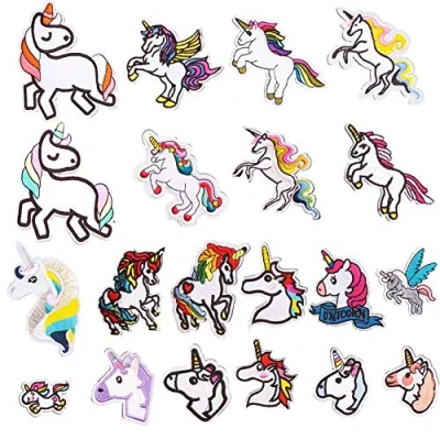 Immagine di Sunshine Smile Toppe termoadesive, 20 PCS Unicorno per Vestiti Toppa Ricamata Fai da Te Patch Cucire Applicazioni Giubbotti, Jeans, Zaini, Maglietta, Applicazioni(Unicorn)