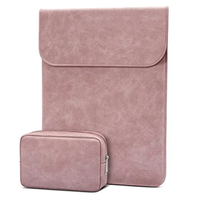 Immagine di TECOOL Custodia PC Laptop Protettiva 12,3 13 Pollici Pelle, per 2022 MacBook Air/Pro M2,2018 2020 Air M1,2016 Pro M1,XPS 13,MateBook 13,Surface Retrò Rosa