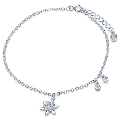 Immagine di Infinite U, bracciale classico con ciondolo a forma di fiocco neve, in argento Sterling 925, zirconia cubica, maglie tonde, per donne e ragazze, regolabile