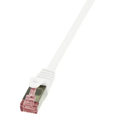 Immagine di LogiLink CQ2041S RJ45 cavo di rete, patch CAT 6 S/FTP 1.50 m Bianco Ritardante fiamma, con protezione 1 pz.