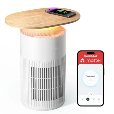 Immagine di SwitchBot Purificatore D&#039;aria Con App E Luce Notturna, CADR 400m3/h Fino A 83㎡, Filtro HEPA Rimuove 99.97% Di Muffa, Polvere, Polline, Modalità Sonno 20dB, Animali Per Famiglie