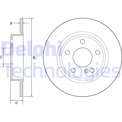 Immagine di DELPHI BG4555C Disco freno 276 9 5 pieno rivestito ad alto tenore di carbonio senza cuscinetto ruota, anello sensore ABS MERCEDES BENZ: Classe B