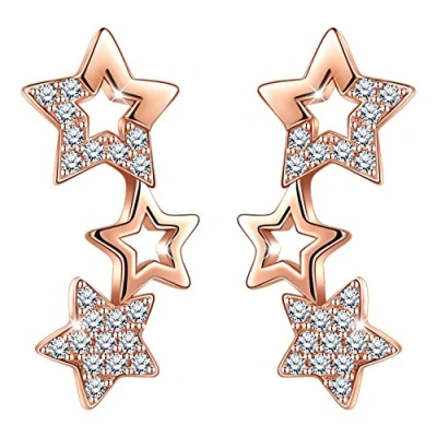 Immagine di Orecchini a perno da donna, in Argento Sterling 925 con zirconia cubica, forma di stella, arrampicata, perno, regalo per Natale e compleanno