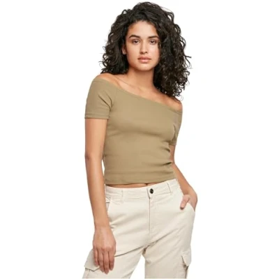 Immagine di Urban Classics OFF Shoulder Tshirt basic, Donna, Taglia: XS, Khaki